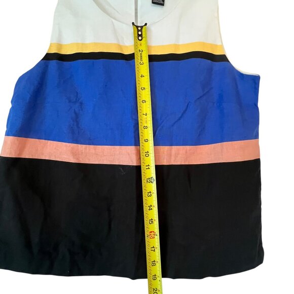 Liz Claiborne Linen Top Cotton Sleeveless Striped Colorblock S Career - Picture 8 of 10